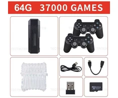 X2 Plus 4K Game Stick GD10 Pro Retro vaizdo žaidimų konsolė 128G Integruoti 41000 3D žaidimai su dviem žaidimų pultu 40+ emuliatoriais, skirtais N64/PSP