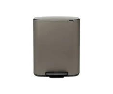 Šiukšlių dėžė Brabantia Bo su pedalu, 2 x 30 l, Platinos spalvos