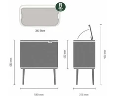 Šiukšlių dėžė Brabantia Bo Touch, 36 l, matinės juodos spalvos