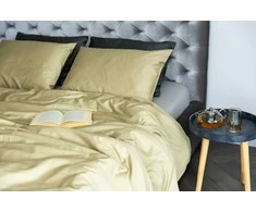 MIEGO GURU PREMIUM satino paklodė su guma “Light rusvai gelsvas” (TC300) 200x220cm