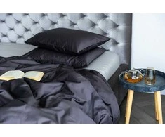 MIEGO GURU PREMIUM satino paklodė su guma “Ash Gray” (TC300) 200x220cm