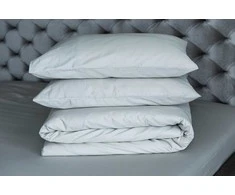 MIEGO GURU PREMIUM satino patalynės komplektas “Off baltas-pilka” (TC300) 140x200cm