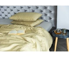MIEGO GURU PREMIUM satino patalynės komplektas “Light rusvai gelsvas” (TC300) 160x200cm