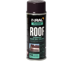 Aerozoliniai dažai stogo dangai INRAL ROOF SPRAY pilkai rudi RAL8019 400 ml.