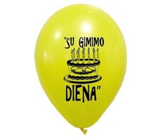 Geltoni balionai SU GIMIMO DIENA, 10 vnt.