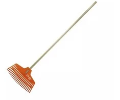 Grabie Greblys su mediniu kotu pvc oraninis 134cm 22 mm