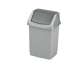 Šiukšliadėžė Curver, sidabro/pilka, 15 l, 235 x 235 x 438 mm