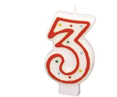 Amscan Torto žvakutė nr. 3, 7,3 cm