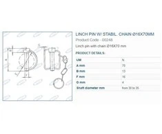Tvirtinimo kaištis su grandine 16x70 mm 00248