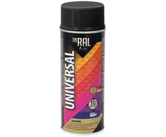 Aerozoliniai universalūs dažai INRAL UNIVERSAL juodi RAL9017 blizgūs 400 ml.