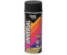 Aerozoliniai universalūs dažai INRAL UNIVERSAL juodi RAL9011 matiniai 400 ml.