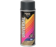 Aeroziliniai universalūs dažai INRAL UNIVERSAL antracito RAL7016 pusiau matinė 400 ml.