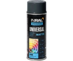 Aeroziliniai universalūs dažai INRAL UNIVERSAL antracito RAL7016 pusiau matinė 400 ml.