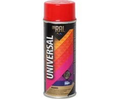 Aeroziliniai universalūs dažai INRAL UNIVERSAL Kelininkų Raudona RAL3020 blizgūs 400 ml.