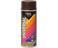 Aeroziliniai universalūs dažai INRAL UNIVERSAL šokoladiniai RAL8017 pusiau matiniai 400 ml.