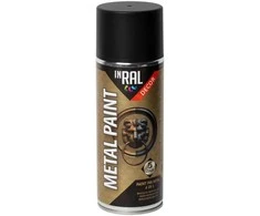 Aerozoliniai antikoroziniai dažai INRAL METAL PAINT 4in1 juoda matinė 400 ml.