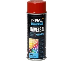 Aerozoliniai universalūs dažai INRAL UNIVERSAL raudona RAL3002 400 ml.