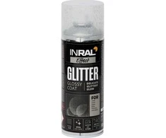 Aerozolinis lakas su blizgučiais INRAL EFFECT GLITTER skaidri sidabro blizgūs 400 ml.