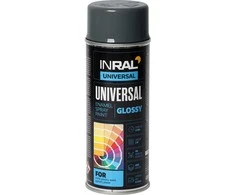 Aerozolniai universalūs dažai INRAL UNIVERSAL pilka RAL7024 400 ml.