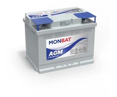 Akumuliatorius AGM MONBAT 12 V, 60 Ah, 640 A, pliusas dešinėje
