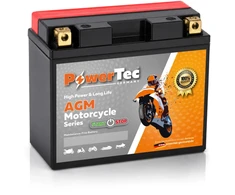 Akumuliatorius PowerTec YT12B-4, AGM, motociklinis, 10 Ah, 12 V, 130 A, starterinis, švino rūgštinis