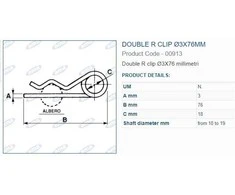 Dvigubas R spaustukas 3x76 mm