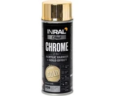 Aerozolinis akrilinis lakas INRAL CHROME auksinis 400 ml.