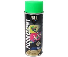 Aerozoliniai dekoratyviniai dažai INRAL FLUORESCENT žalia 400 ml.