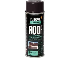 Aerozoliniai dažai stogo dangai INRAL ROOF SPRAY pilkai rudi RAL8019 400 ml.
