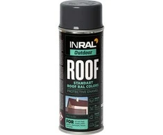Aerozoliniai dažai stogo dangai INRAL ROOF SPRAY pilka RAL7016 400 ml.