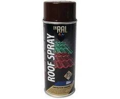 Aerozoliniai dažai stogo dangai INRAL ROOF SPRAY šokoladiniai RAL8017 400 ml.