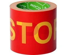Įspėjamoji juosta "STOP" 100 mm x 100m, geltona-raudona, ZOOM