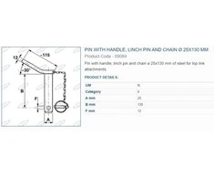 Kaištis su fiksatorium 25X130 A09084