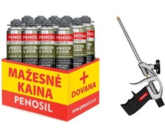 Sandarinimo putos PENOSIL Window &amp; Door Elastic 750 ml, 12 vnt + putų pistoletas C1