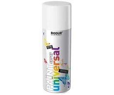 Universali aerozolinė emalė BIODUR, balta matinė RAL9010, 400 ml
