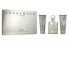 Dovanų rinkinys vyrams Afnan Supremacy Silver, EDP 100 ml + dušo želė 100 ml + balzamas po skutimosi 100 ml