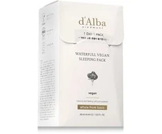 d'Alba Baltas Truffle Waterfull Vegan Sleeping Pack naktinė veido kaukė su baltaisiais triufeliais, 12 x 4 ml