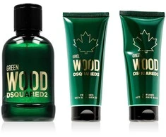 Dsquared2 Žalias Wood rinkinys vyrams (EDT, 100 ml + dušo želė, 100 ml + balzamas po skutimosi, 100 ml)