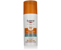 Eucerin Oil Control Dry Touch Gel Cream SPF 50+ Tinted Light apsauginis kremas nuo saulės su atspalviu, 50 ml