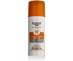 Eucerin Oil Control Dry Touch Gel Cream SPF 50+ Tinted Medium apsauginis kremas nuo saulės su atspalviu, 50 ml