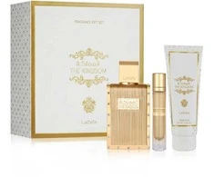 Set Lattafa The Kingdom Men EDP 100ml + EDP 12ml + Dušo želė 100ml