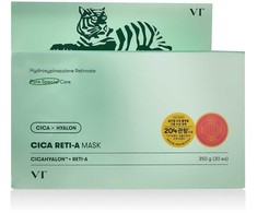 VT Cosmetics - CICA Reti-A Mask - Moisturizing and Exfoliating Face Mask Set in a Sheet - Veido kaukės su retinoliu 30 vnt/350 g