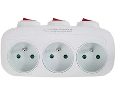 Esperanza ELK307W elektros skirstytuvas 3 lizdų jungiklis Baltas