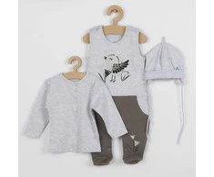 3 dalių medvilninis rinkinys kūdikiui Koala Birdy pilka, dydis 80 (9-12m), 80 (9-12m)