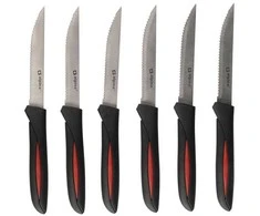 Alpina - INOX nerūdijančio plieno kepsnių peilių rinkinys 23 cm 6 vnt. (juodas)