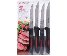 Alpina - INOX nerūdijančio plieno kepsnių peilių rinkinys 23 cm 6 vnt. (juodas)
