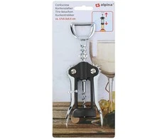 Alpina - kamščiatraukis / nerūdijančio plieno vyno atidarytuvas 17 cm (juodas / sidabrinis)