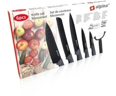 Alpina - Nerūdijančio plieno INOX peilių rinkinys 6 vnt. (juoda)