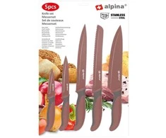 Alpina - nerūdijančio plieno peilių rinkinys (Burgundija)