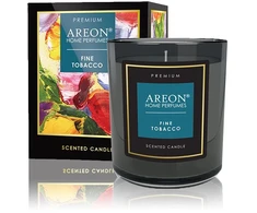 Aromatinė žvakė FINE TOBACCO su kortele palinkėjimui įrašyti ir degtukais (~40 h), 200g │ AREON